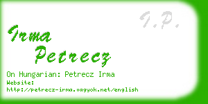 irma petrecz business card